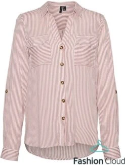 Vero Moda Blouse Vmbumpy L/s Shirt New Wvn Noos 10275283 Snow White/nostalgia Dames Maat - L