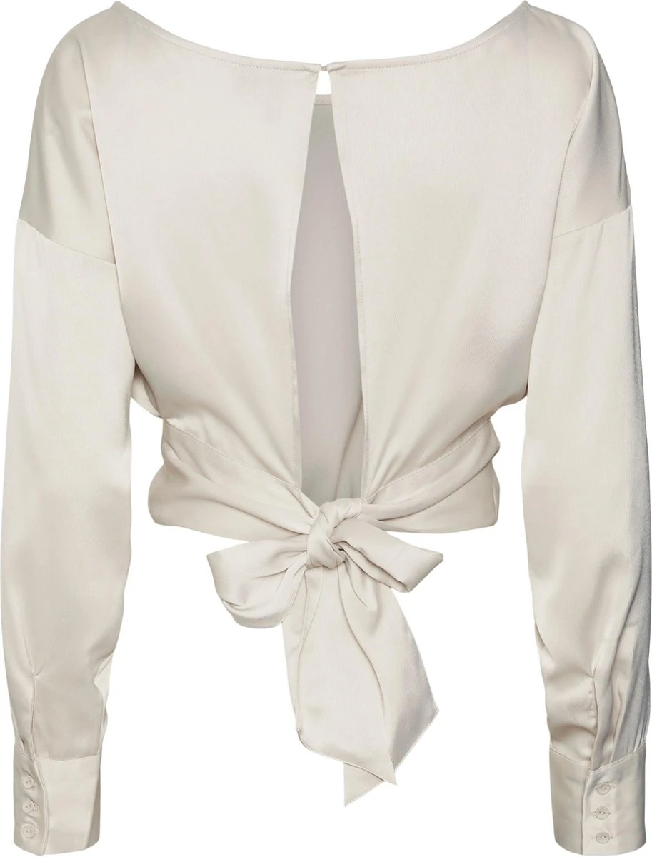 Vero Moda VMKARINA LS TIE TOP Dames Top Pumice Stone Maat - S 2 Vero Moda VMKARINA LS TIE TOP Dames Top Pumice Stone Maat - S - Afbeelding 2