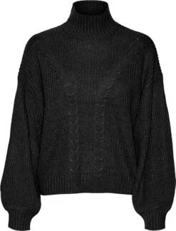 VERO MODA VMELLIONE LS HIGHNECK CABLE BLOUSE BF Dames Trui - Maat M