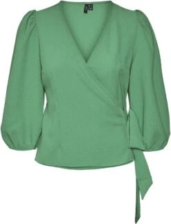 Vero Moda T-shirt Vmpepper Aya 3/4 Wrap Top Wvn 10282131 Bright Green Dames Maat - S