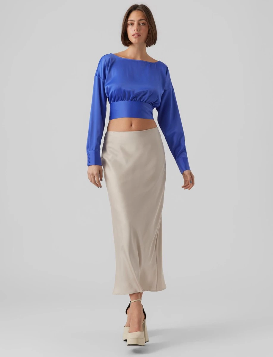 Vero Moda VMKARINA LS TIE TOP Dames Top DAZZLING BLUE Maat - M 3 Vero Moda VMKARINA LS TIE TOP Dames Top DAZZLING BLUE Maat - M - Afbeelding 3