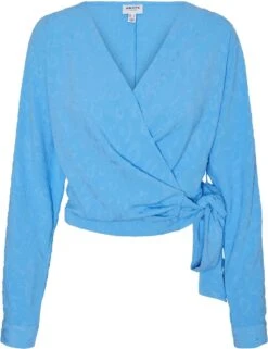 Vero Moda VMDAGMAR OSLO LS WRAP TOP VMA Dames Top Azure Blue - Maat L
