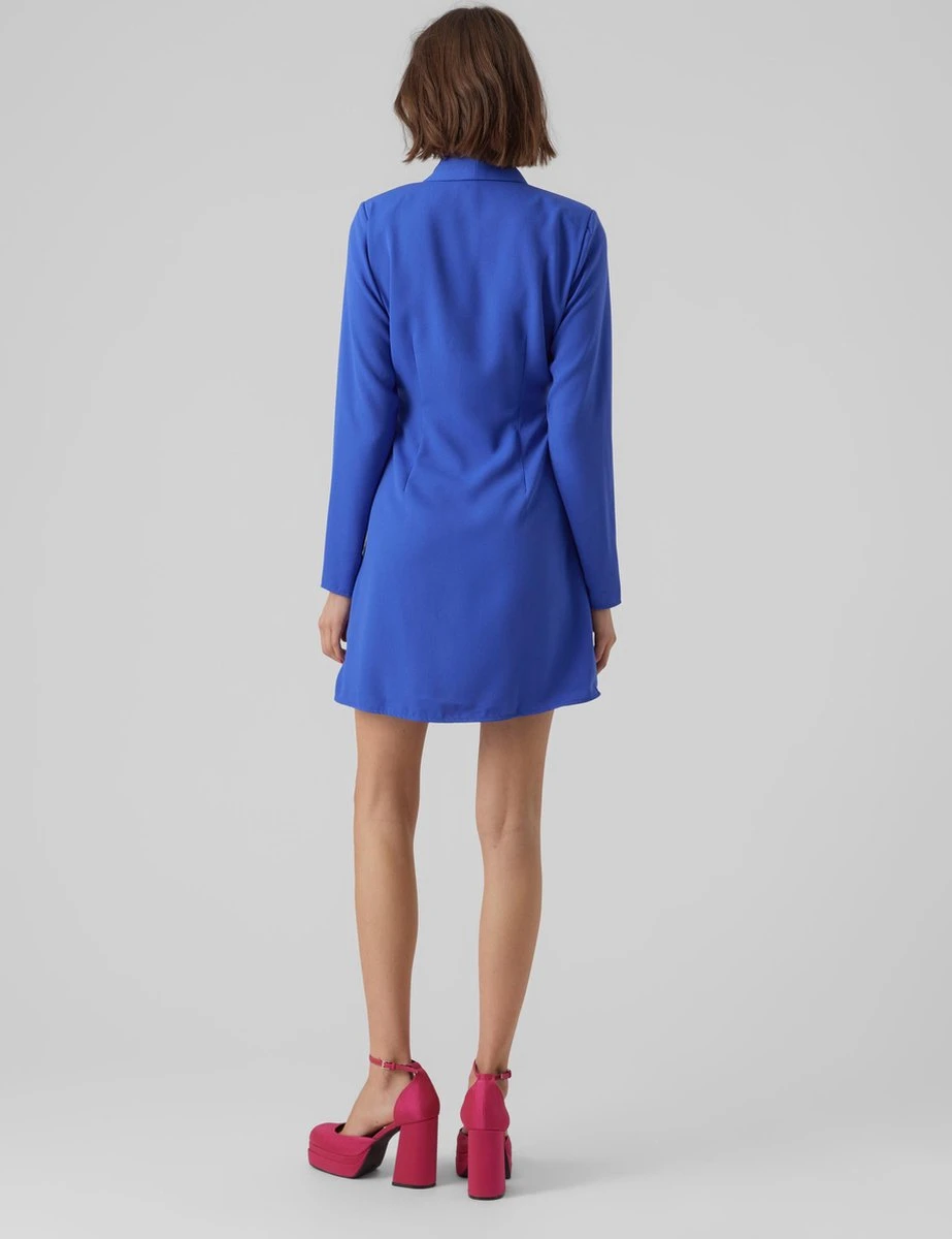 Vero Moda VMGRACE L/S SHORT WRAP DRESS EXP CP Dames MINI Wikkeljurk DAZZLING BLUE Maat - S 3 Vero Moda VMGRACE L/S SHORT WRAP DRESS EXP CP Dames MINI Wikkeljurk DAZZLING BLUE Maat - S - Afbeelding 3