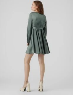 Vero Moda VMDIANA LS SATIN WRAP DRESS WVN BF Dames MINI Wikkeljurk Duck Green - Maat XXL -Vero Moda 923x1200 2
