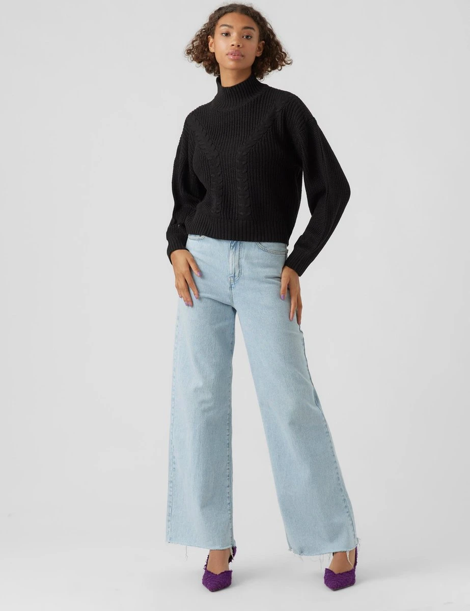 VERO MODA VMELLIONE LS HIGHNECK CABLE BLOUSE BF Dames Trui - Maat M 2 VERO MODA VMELLIONE LS HIGHNECK CABLE BLOUSE BF Dames Trui - Maat M - Afbeelding 2