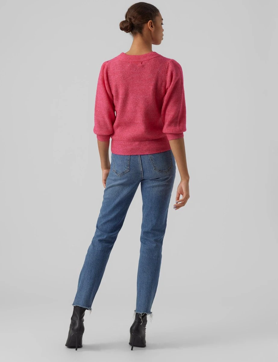 Vero Moda VMVIGGA 3/4 RIB PULLOVER GA BOO REP Dames Trui Pink Yarrow - Maat M 3 Vero Moda VMVIGGA 3/4 RIB PULLOVER GA BOO REP Dames Trui Pink Yarrow - Maat M - Afbeelding 3