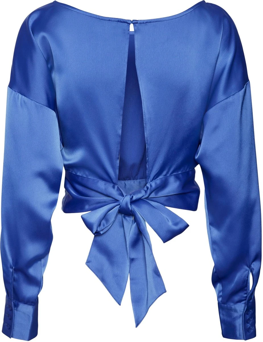 Vero Moda VMKARINA LS TIE TOP Dames Top DAZZLING BLUE Maat - XL 2 Vero Moda VMKARINA LS TIE TOP Dames Top DAZZLING BLUE Maat - XL - Afbeelding 2