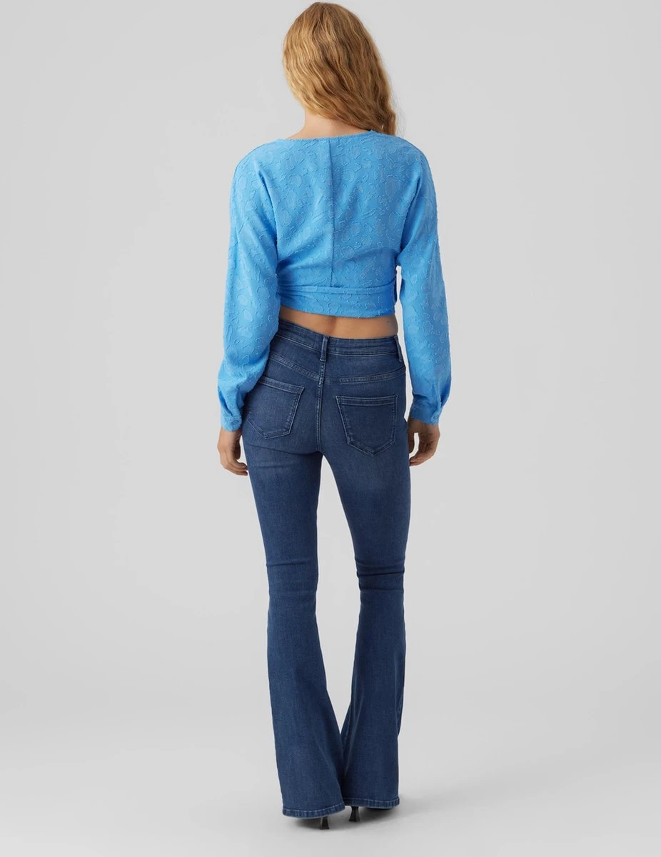 Vero Moda VMDAGMAR OSLO LS WRAP TOP VMA Dames Top Azure Blue - Maat L 3 Vero Moda VMDAGMAR OSLO LS WRAP TOP VMA Dames Top Azure Blue - Maat L - Afbeelding 3