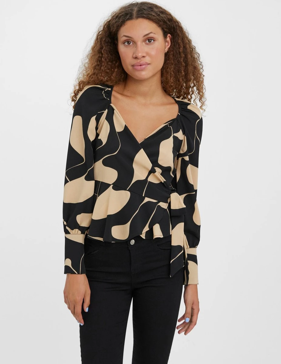 Vero Moda VMLYDIA LS WRAP TOP WVN Dames Top Black - Maat XXL 5 Vero Moda VMLYDIA LS WRAP TOP WVN Dames Top Black - Maat XXL - Afbeelding 5