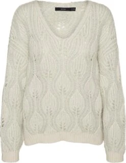 Vero Moda VMBERTA LS V-NECK PULLOVER GA EXP Dames Trui Birch - Maat XL