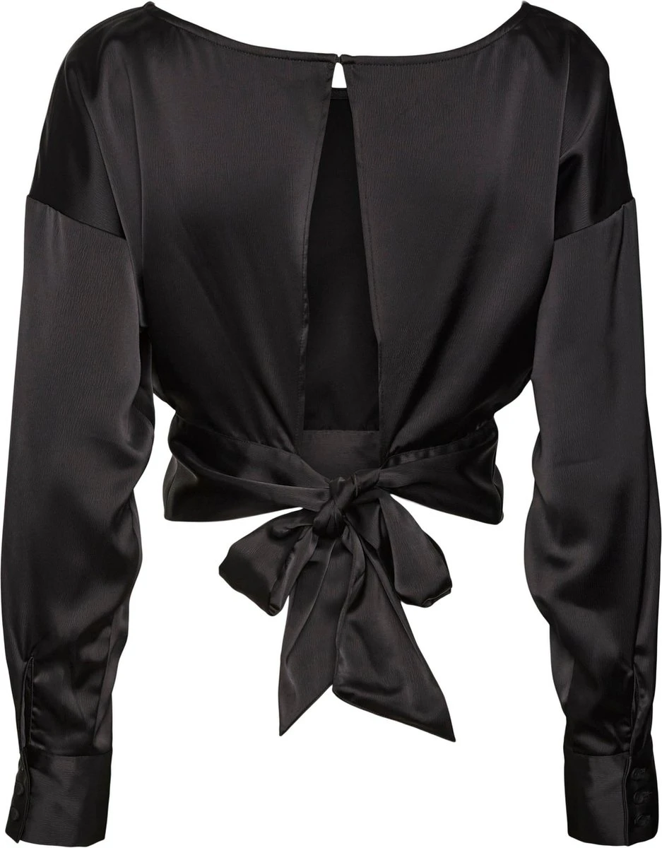 Vero Moda VMKARINA LS TIE TOP Dames Top Black Maat - XS 2 Vero Moda VMKARINA LS TIE TOP Dames Top Black Maat - XS - Afbeelding 2