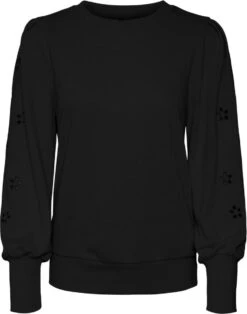 Vero Moda Trui Vmfortune L/s Embrodery Sweat Exp 10290435 Black Dames Maat - L