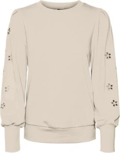 Vero Moda Trui Vmfortune L/s Embrodery Sweat Exp 10290435 Birch Dames Maat - M