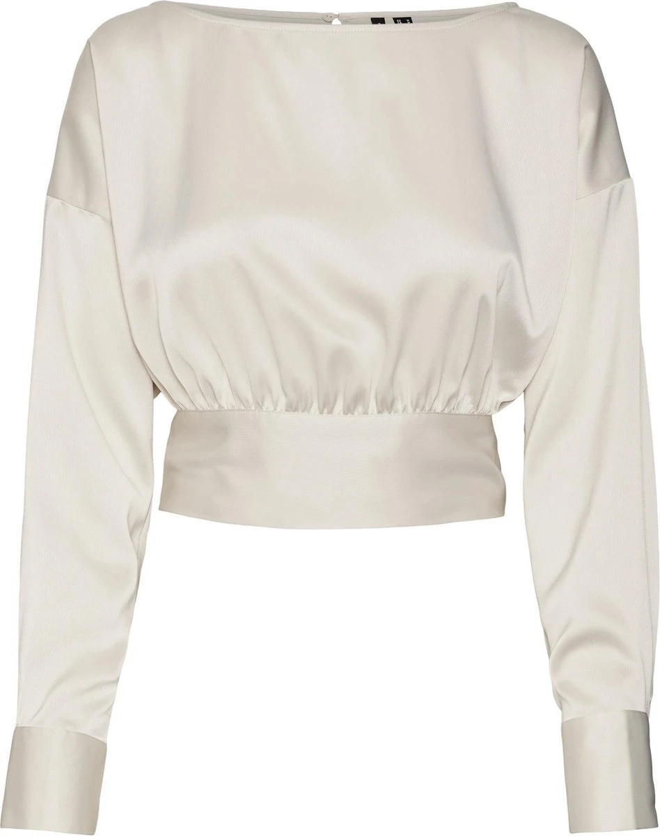 Vero Moda VMKARINA LS TIE TOP Dames Top Pumice Stone Maat - S 1 Vero Moda VMKARINA LS TIE TOP Dames Top Pumice Stone Maat - S