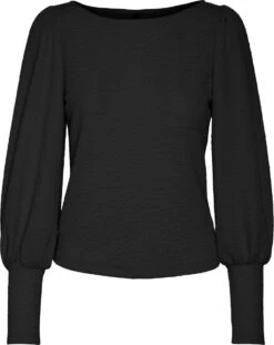 Vero Moda VMVIBE L/S PUFF SLEEVE TOP FD22 Dames Trui Black - Maat XL