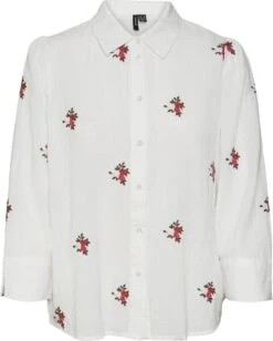 Vero Moda Blouse Vmsise 3/4 Shirt Emb Wvn Btq 10288727 Snow White Dames Maat - M