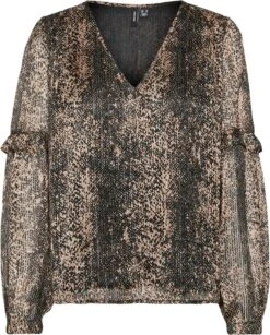 Vero Moda VMNALA L/S RUFFLE V-NECK TOP WVN BTQ Dames Top Silver Mink - Maat XXL