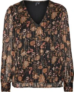 VERO MODA VMMINA L/S V-NECK TOP WVN BTQ Dames Top - Maat M