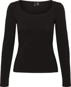Vero Moda T-shirt Vmmaxi My Ls Soft Uneck Ga Noos 10228809 Black Dames Maat - XXL
