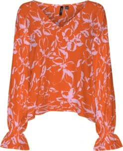 VERO MODA VMPOLLIANA INGE LS V-NECK TOP WVN GA CUR Dames Top - Maat 48
