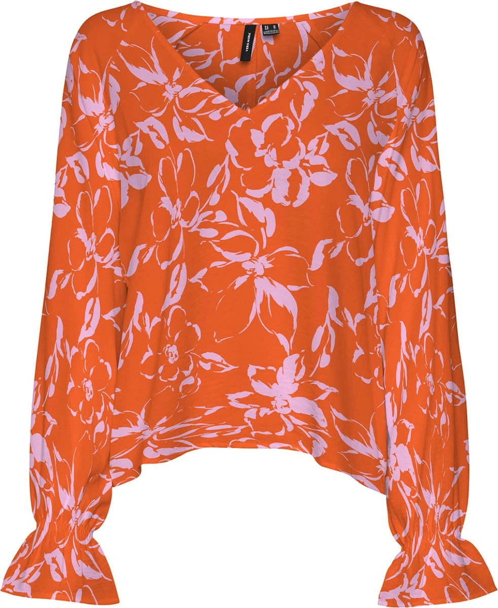 VERO MODA VMPOLLIANA INGE LS V-NECK TOP WVN GA CUR Dames Top - Maat 48 1 VERO MODA VMPOLLIANA INGE LS V-NECK TOP WVN GA CUR Dames Top - Maat 48