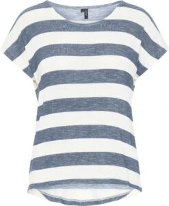 Vero Moda T-shirt Vmwide Stripe S/l Top Ga Jrs Noos 10284474 China Blue Dames Maat - M
